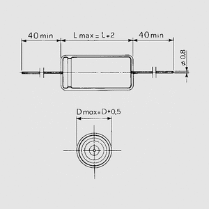 CFT033 El-Capacitor Bipolar 33uF/100V 12x30mm Dimensions