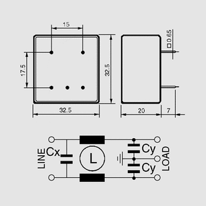 FIL5001 Line Filter PCB 5001 1A FIL500_<br>Dimensions and Circuit Diagram
