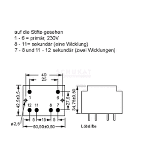 MT712-2 Transformer 10VA 230V 2x12V 2x417mA