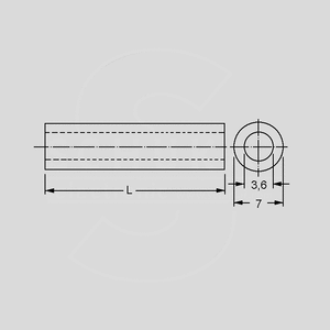 KDR10 Afstandsrør, cylindrisk, polystyren, 10mm Ø= 7mm/3,6MM, sort KDR_