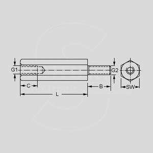 DA5M3X18 Afstandsbolt L=18mm. M3 UDV.-INDV. GEVIND DA5M3X_