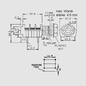 KBU1166 Jack Sockets 6,3mm Mono PC KBU1166