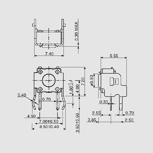 DTSA62N Tact Switch PC Vertical 5mm 1,6N  DTSA62K