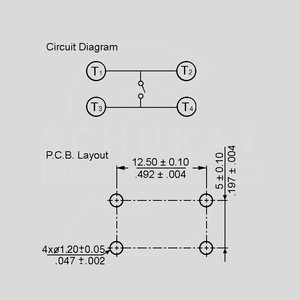 DTS21N Tact Switch PC Horizontal 4,3mm 1,6N DTS21N, DTS24N