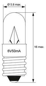 W9414 E5,5-Lampe 6V 50mA 0,3W (L6V50A)