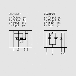S202S11F SSR+RC 4kV 600V 8A 8mA SIP4 Circuit Diagrams