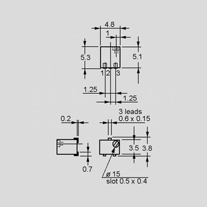 TSM4YJK001 SMD Multiturn Cermet Trimmer 1K Dimensions