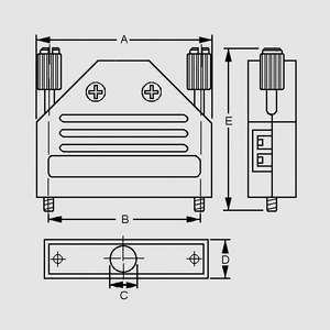 A-FT 15 D-sub-hætte 15-pol m. fingerskruer lige Dimensions