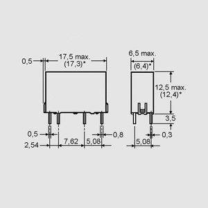 G6D-1A-ASI-DC5 Relay SPST 5A 5V 125R Dimensions