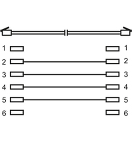 W50318 RJ11-RJ11 HAN/HAN kabel, 6m, SORT