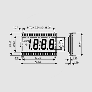 DE119RS-20/6,35 LCD-Display 4Dig 12,7mm DE113_