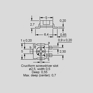 TS53YLK010 SMD Cermet Trimmer 10K Dimensions