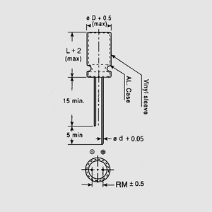 TLP0470/25 El-Capacitor 470µF/25V 10x16 P5 Dimensions