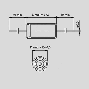 CFT047 El-Capacitor Bipolar 47uF/100V 14x37mm Dimensions