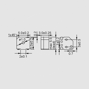 PB5030MQ SMD Buzzer 3VAC 4kHz 70mA 75dB PB5030MQ