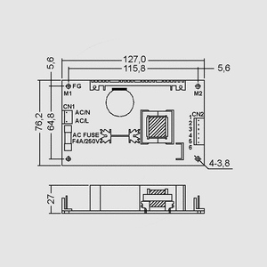 PT-45B SPS Open Frame 43W 5/12/-12V Dimensions and Terminal Pin Assignment