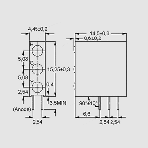 ELA764B/SDRSYGUY LED PCB Ind Red/Green/Yellow 63/25/40mcd ELA764B/SDRSYGUY