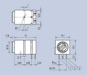 MENTOR 1833.2121 MENTOR CERMET POTENTIOMETER 20k-ohm