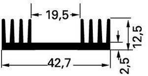 SK59/37,5/SA Heatsink for TO220 42,7x12,5x37,5mm. 9K/W