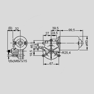 11190393B00 DC Gear Motor 24V 96W 240rpm 1,5Nm Dimensions