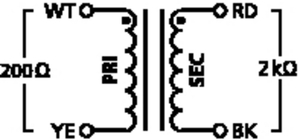 NTE-1 Line-trafo 200R/2K Tegning