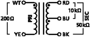 NTE-10/3 Line-trafo 1:3/1:10 Tegning