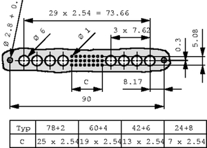 ERNI594166 Male A+/+C Pitch2,54 16+8-Pole Angled PCB