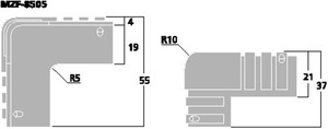 MZF-8505 Hjørnebeskytter 55x55x37mm. plast Drawing 1024