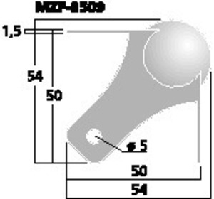 MZF-8509 Kuglehjørne 3 ben 54mm. Drawing 1024