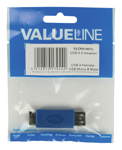 N-VLCP61901L USB 3.0 USB Micro B male - USB A female adapter blue