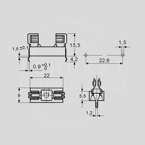PTF/15 Sikringsholder til PCB montering 20 x 15 x 10 mm PTF15B
