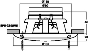 SPE-230/WS Marine højttalersæt 50Wmax 8 ohm ca. 5" Drawing 1024