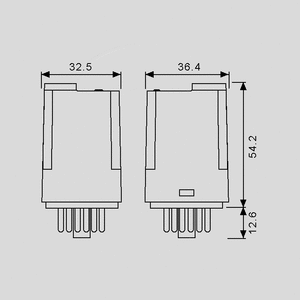 F6013-AC48 Ind. Relay 3PDT 10A 48VAC 74R 60.13.8.048.0040 Dimensions