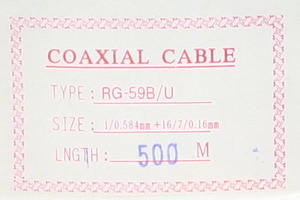 RG59B/U-500 6,0mm Coax-kabel 75ohm SORT - TROMLE MED 500 METER !