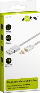 W40912 Magnetisk USB-kabel USB 2.0 micro Han (type B)> USB 2.0 han- (type A)(sølv)