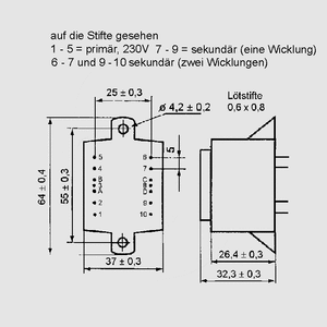 B9810052 Transformer 6VA 400V 18V