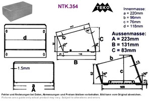 TEKO-MOD352 Simple Folded Sloping Box in Aluminum Silver 123x117x83mm