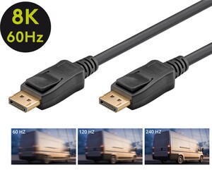 W58532 DisplayPort Kabel 2.0, 8K @ 60Hz, 240 Hz especially for gaming 2xDisplayPort han 1M