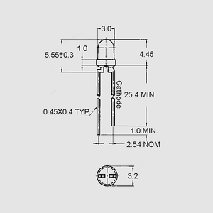 LTL4211N LED Diffuse Red 4,4mcd 60° 3mm LTL42_1N