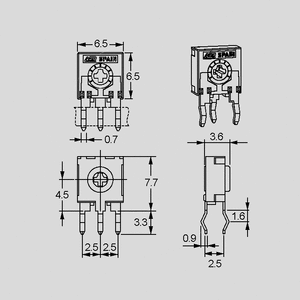 CA6HK010 Trimmer Side Adjust P5/2,5 10K Dimensions