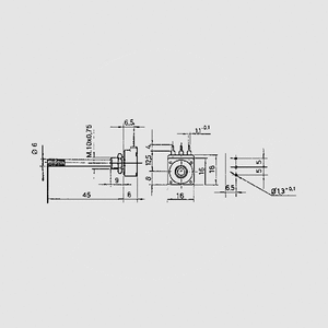 PC16MLK002,5 Potentiometer 16/6 Mono Lin 2,5K Dimensions