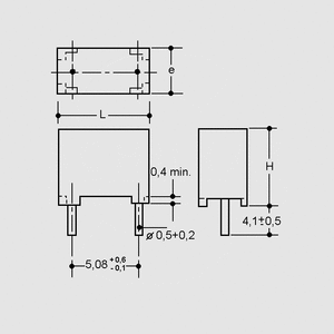 IRDG001NF MKT Capacitor 1nF 100V 10% P5,08 Taped Dimensions