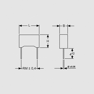 C46NF010 MKP Capacitor 10nF X2 275V P15 Dimensions