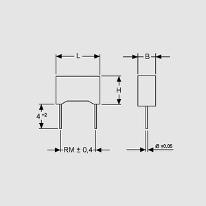 C49NF022-10 MKP Capacitor 22nF X1 310V P10 Dimensions