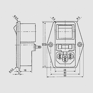 GSW6765 IEC C14 Power Connector Switch, Sikring både i fase og nul GSW6765