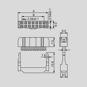 SC34SR IDC Connector 34-Pole Strain Relief Dimensions