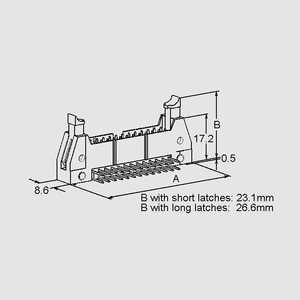 PSL40W Box Header Angled 40-Pole Dimensions