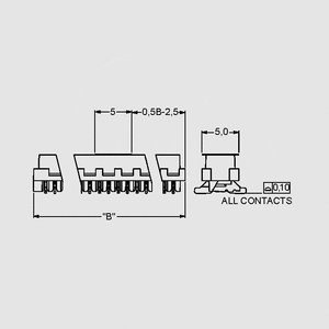 AMP188275-6 SMD Connector Female 6-Pole Dimensions
