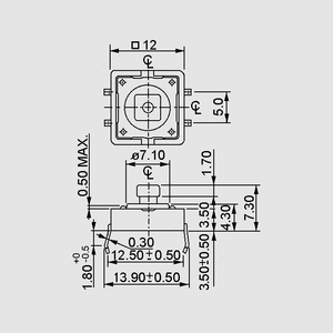 DTS24N Tact Switch PC Horizontal 7,3mm 1,6N DTS24N