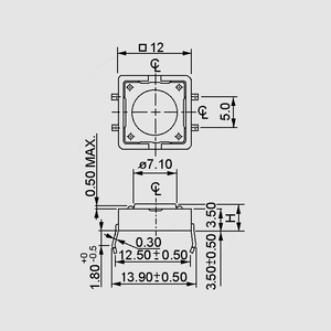 DTS21R Tact Switch PC Horizontal 4,3mm 2,6N DTS21N